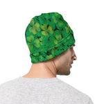 Green Shamrock Leaf Pattern Print Beanie