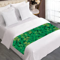 Green Shamrock Leaf Pattern Print Bed Runner