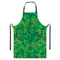 Green Shamrock Leaf Pattern Print Bib Apron With Pocket