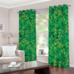 Green Shamrock Leaf Pattern Print Blackout Grommet Curtains
