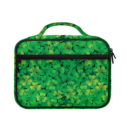 Green Shamrock Leaf Pattern Print Briefcase Bible Bag
