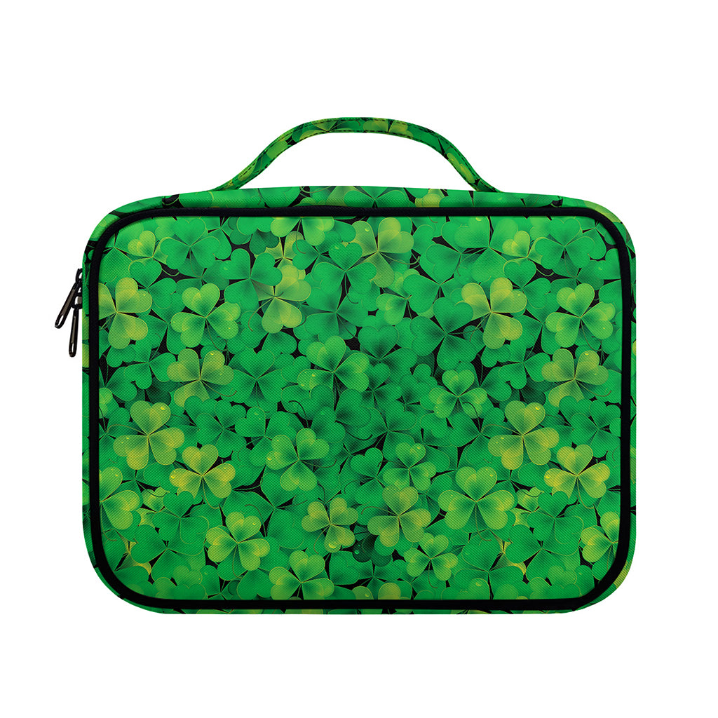 Green Shamrock Leaf Pattern Print Briefcase Bible Bag