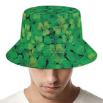 Green Shamrock Leaf Pattern Print Bucket Hat
