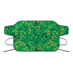 Green Shamrock Leaf Pattern Print Car Windshield Snow Cover
