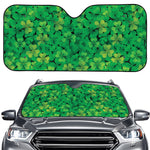 Green Shamrock Leaf Pattern Print Car Windshield Sun Shade