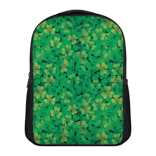 Green Shamrock Leaf Pattern Print Casual Backpack