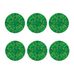 Green Shamrock Leaf Pattern Print Coaster Set