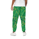 Green Shamrock Leaf Pattern Print Cotton Pants
