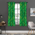 Green Shamrock Leaf Pattern Print Grommet Curtain Panels