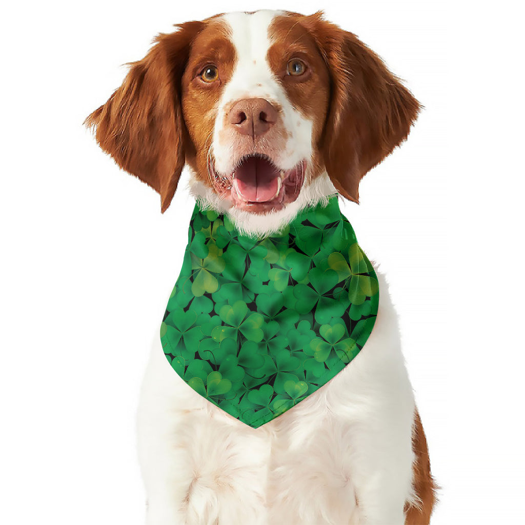 Green Shamrock Leaf Pattern Print Dog Bandana
