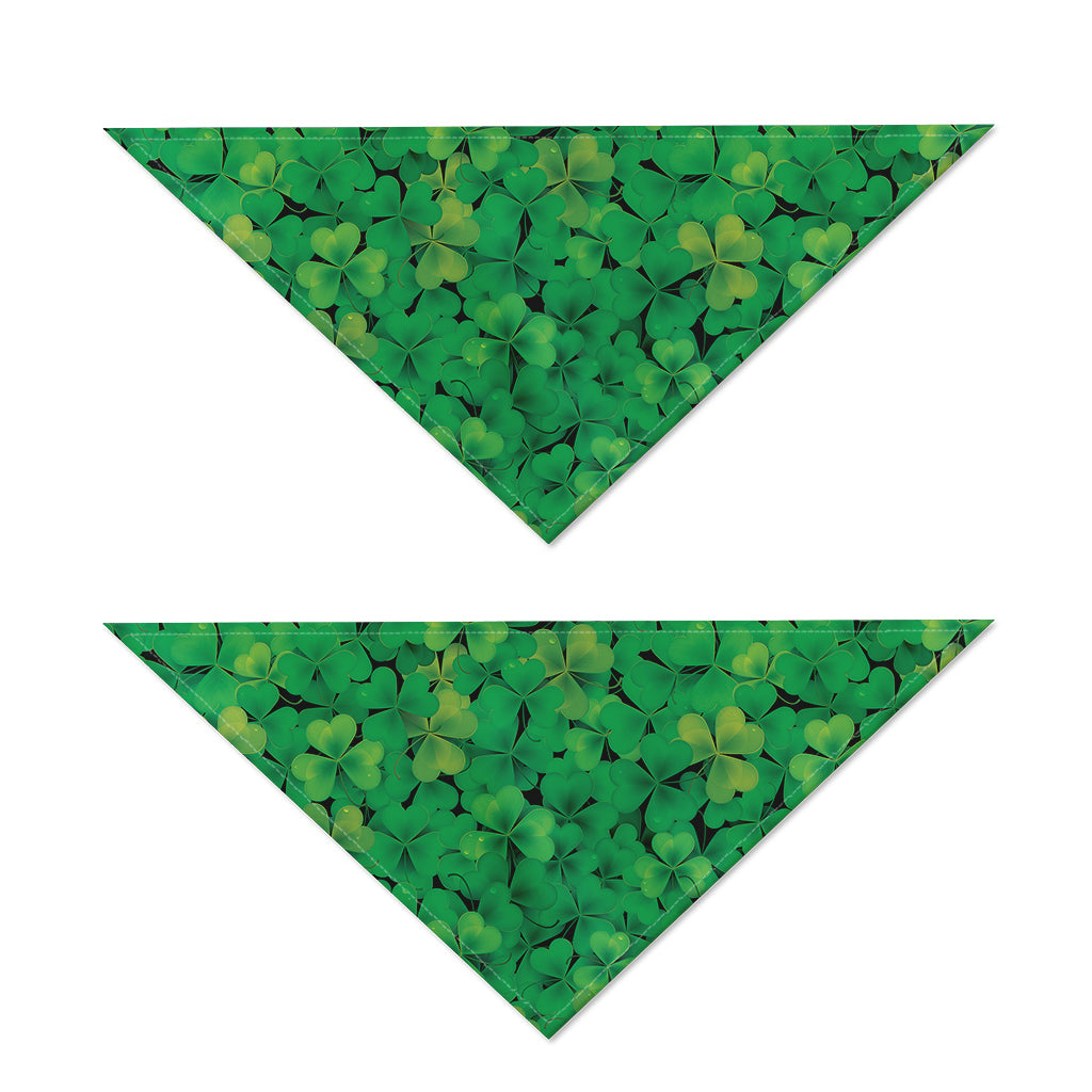 Green Shamrock Leaf Pattern Print Dog Bandana