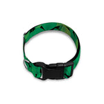 Green Shamrock Leaf Pattern Print Dog Collar