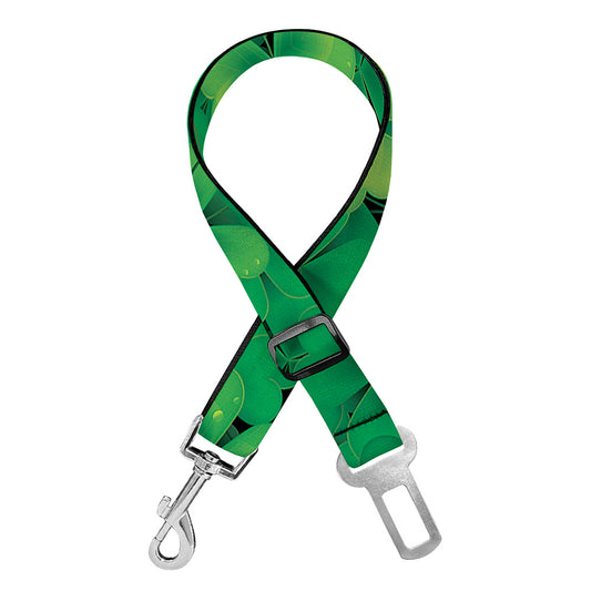 Green Shamrock Leaf Pattern Print Dog Seat Belt