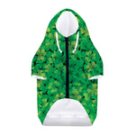 Green Shamrock Leaf Pattern Print Dog Zip Up Hoodie