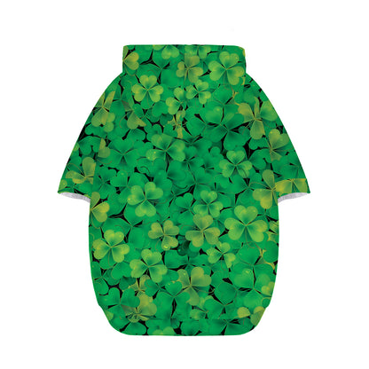 Green Shamrock Leaf Pattern Print Dog Zip Up Hoodie