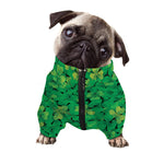 Green Shamrock Leaf Pattern Print Dog Zip Up Jacket