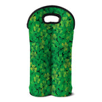 Green Shamrock Leaf Pattern Print Double Neoprene Wine Tote