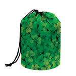 Green Shamrock Leaf Pattern Print Drawstring Makeup Bag