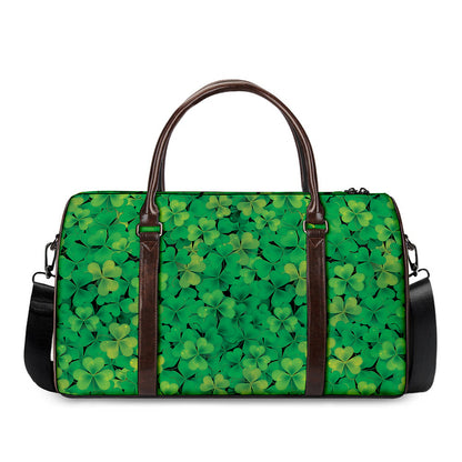 Green Shamrock Leaf Pattern Print Duffle Bag