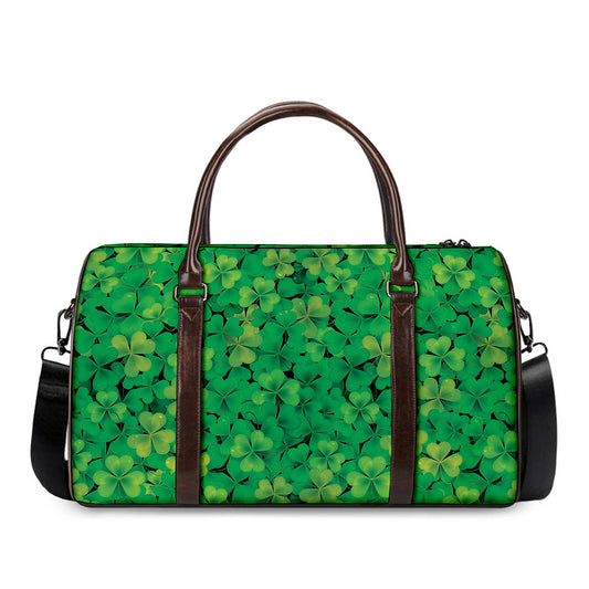 Green Shamrock Leaf Pattern Print Duffle Bag