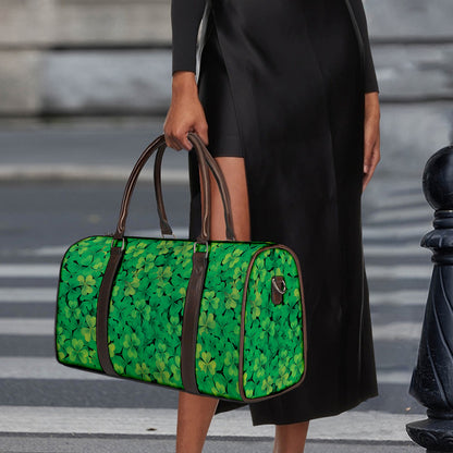 Green Shamrock Leaf Pattern Print Duffle Bag