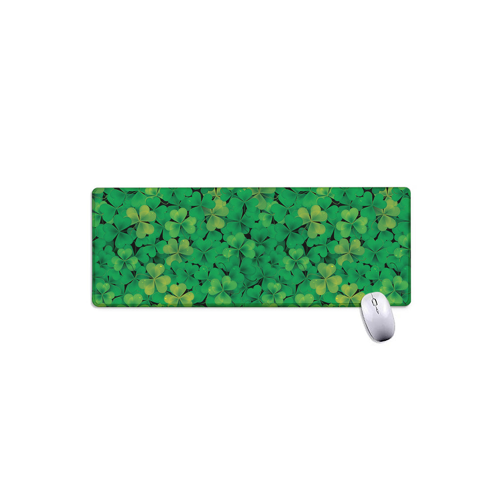 Green Shamrock Leaf Pattern Print Extended Mouse Pad