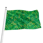 Green Shamrock Leaf Pattern Print Flag