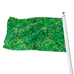 Green Shamrock Leaf Pattern Print Flag