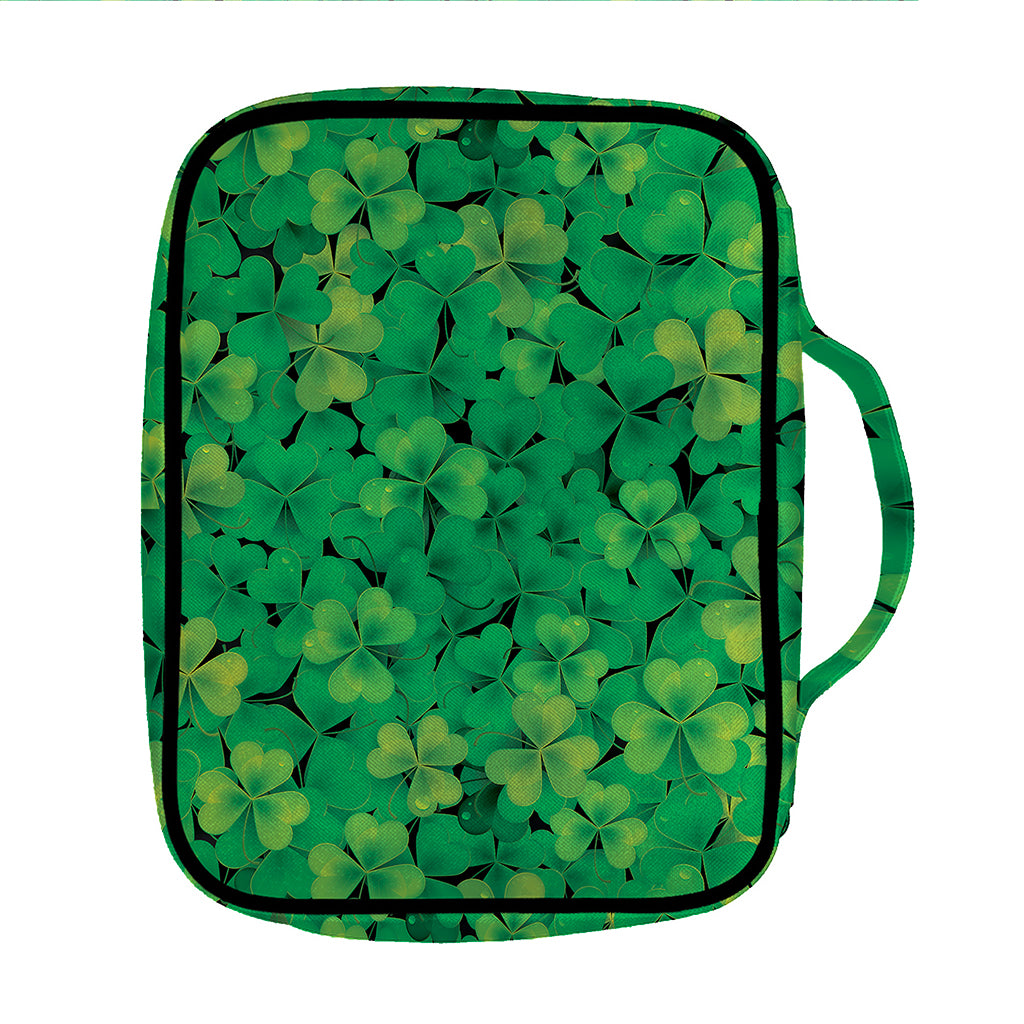 Green Shamrock Leaf Pattern Print Front Pocket Bible Bag