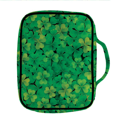 Green Shamrock Leaf Pattern Print Front Pocket Bible Bag