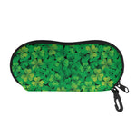 Green Shamrock Leaf Pattern Print Glasses Case