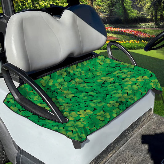 Green Shamrock Leaf Pattern Print Golf Cart Seat Cover