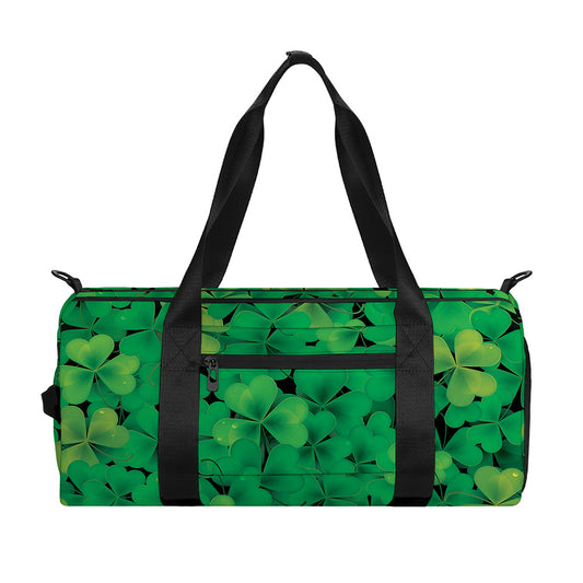 Green Shamrock Leaf Pattern Print Gym Bag