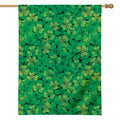 Green Shamrock Leaf Pattern Print House Flag