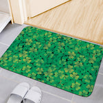 Green Shamrock Leaf Pattern Print Indoor Door Mat