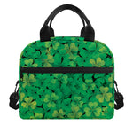 Green Shamrock Leaf Pattern Print Insulated Lunch Bag