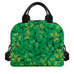 Green Shamrock Leaf Pattern Print Insulated Lunch Bag