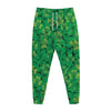 Green Shamrock Leaf Pattern Print Jogger Pants