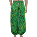Green Shamrock Leaf Pattern Print Lantern Pants