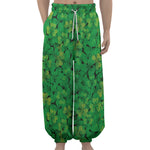 Green Shamrock Leaf Pattern Print Lantern Pants