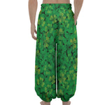 Green Shamrock Leaf Pattern Print Lantern Pants
