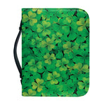 Green Shamrock Leaf Pattern Print Leather Bible Cover