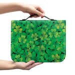 Green Shamrock Leaf Pattern Print Leather Bible Cover