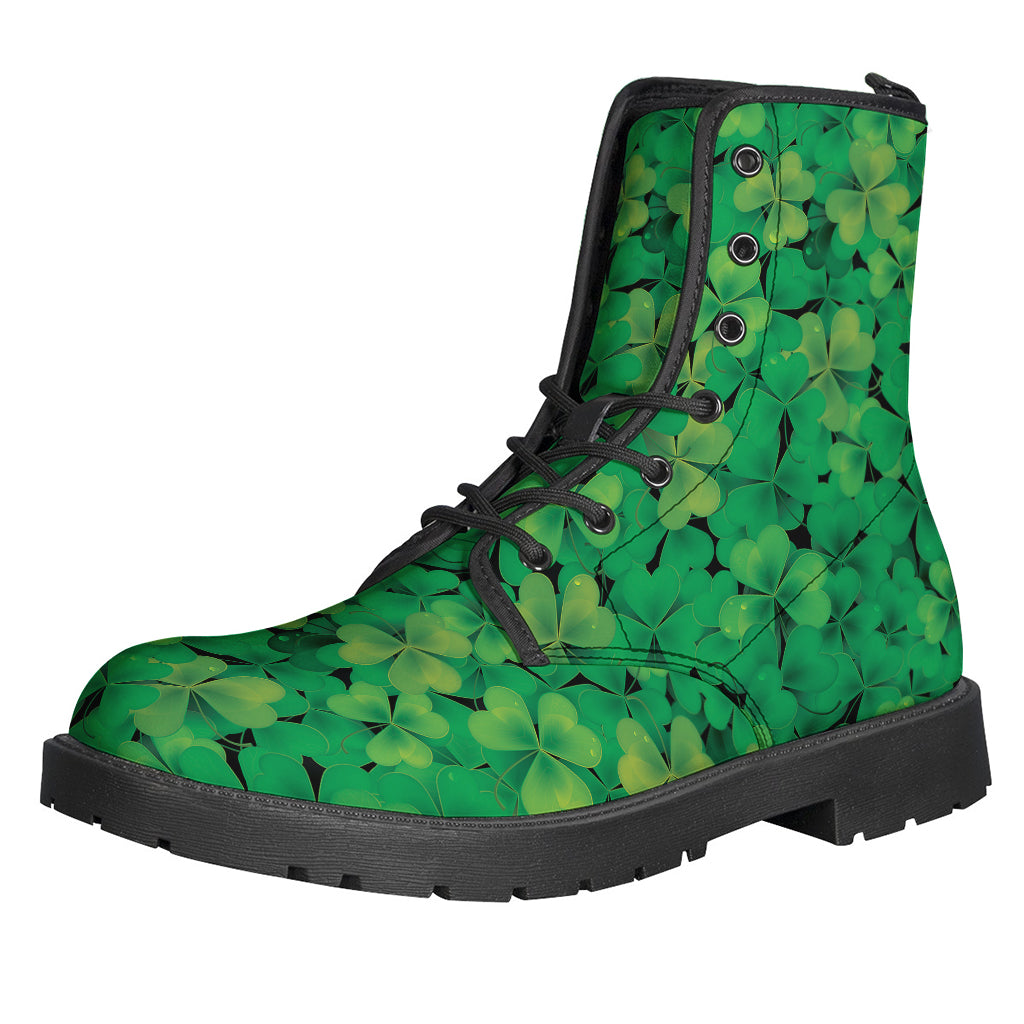 Green Shamrock Leaf Pattern Print Backpack