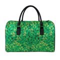 Green Shamrock Leaf Pattern Print Leather Duffel Bag