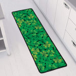 Green Shamrock Leaf Pattern Print Long Kitchen Mat