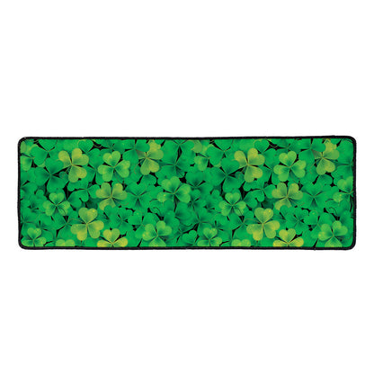 Green Shamrock Leaf Pattern Print Long Kitchen Mat