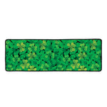 Green Shamrock Leaf Pattern Print Long Kitchen Mat