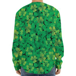Green Shamrock Leaf Pattern Print Long Sleeve Baseball Jersey