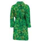 Green Shamrock Leaf Pattern Print Men's Bathrobe